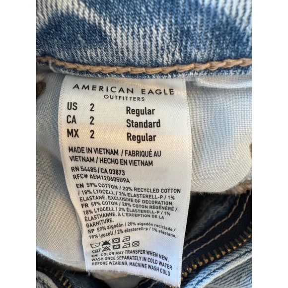 American Eagle Super High Rise Baggy Wide Leg Jean Light Wash Stretch Size 2 Reg - Picture 6 of 9
